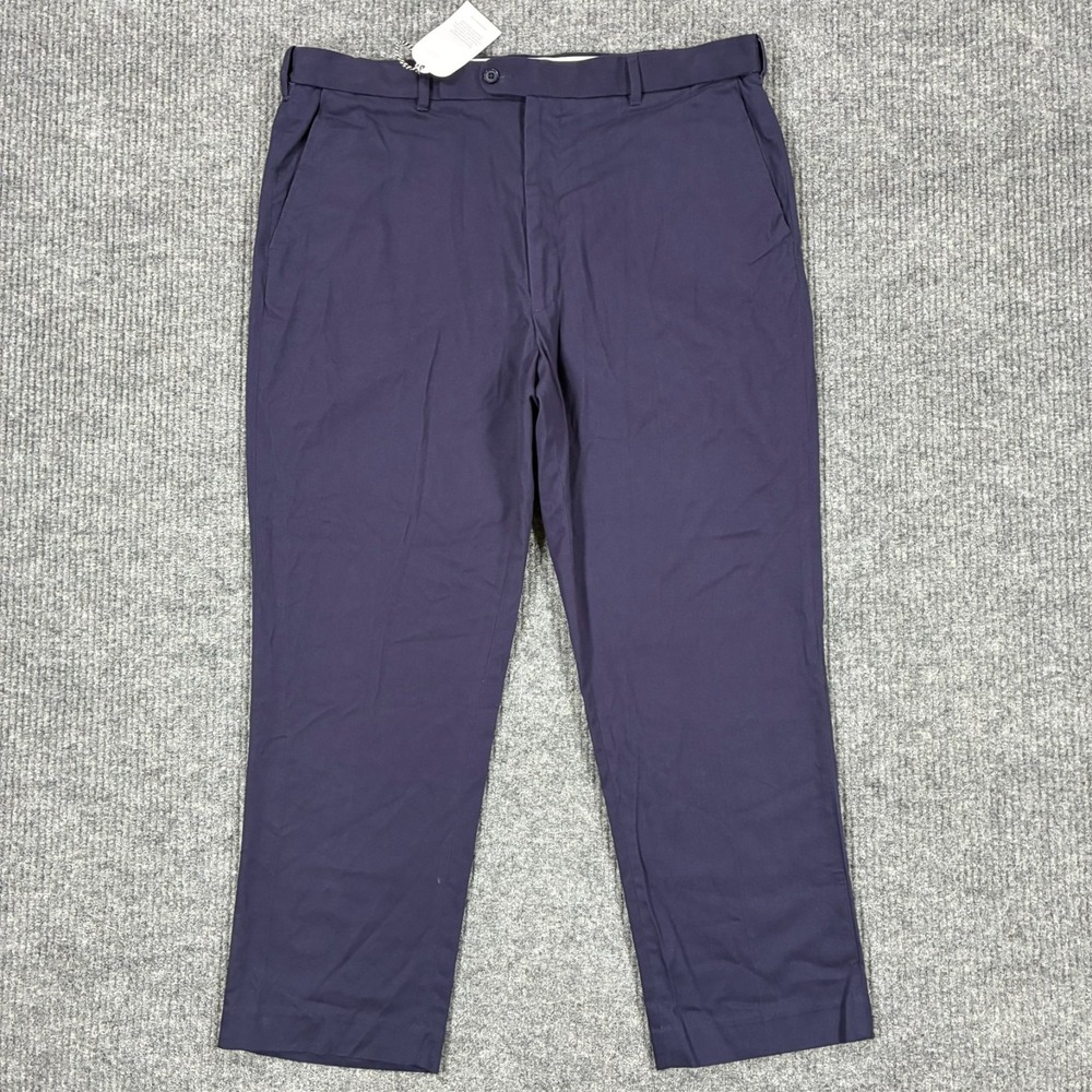 Peter Christian Mens Trousers 40x28 Navy Flat Front Casual Dress Pants Cotton